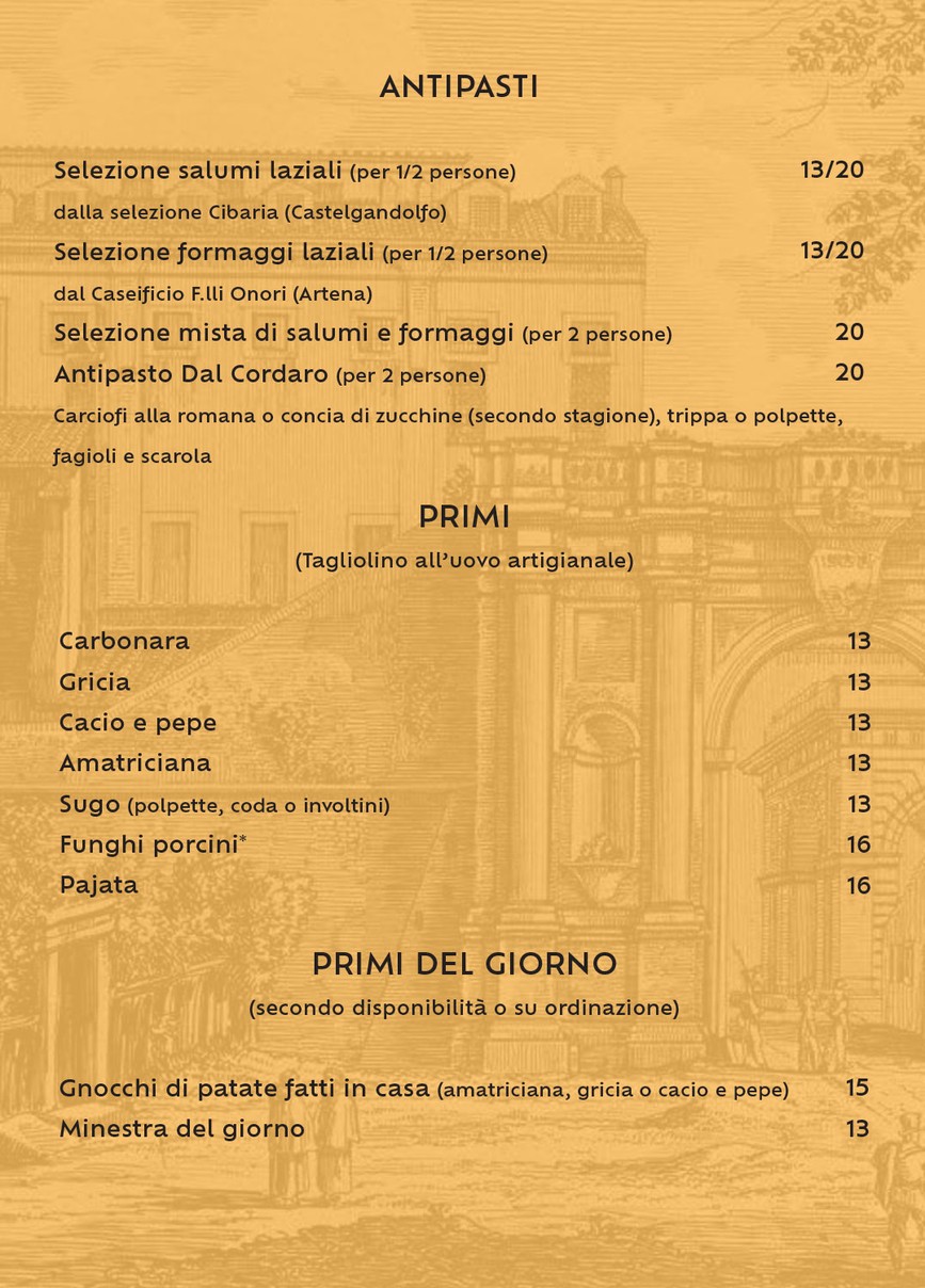 Trattoria Dal Cordaro (Roma) - Vino e Cucina romana dal 1922 menu 1