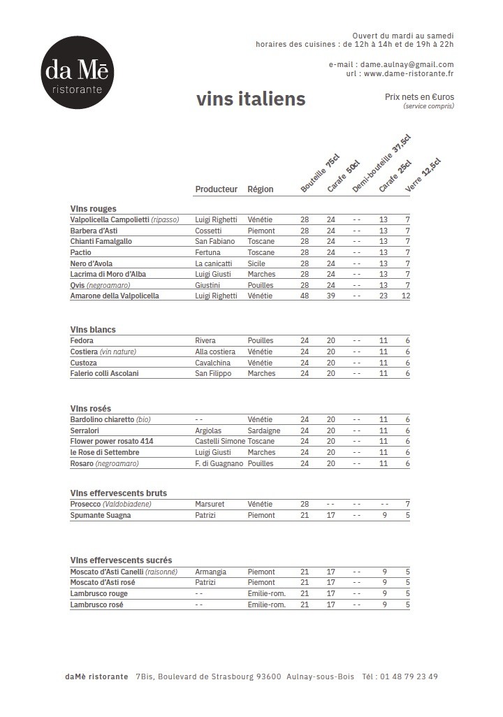 da Mē ristorante menu 5