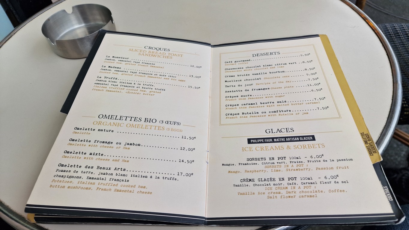 Café des Beaux Arts - Paris menu 3