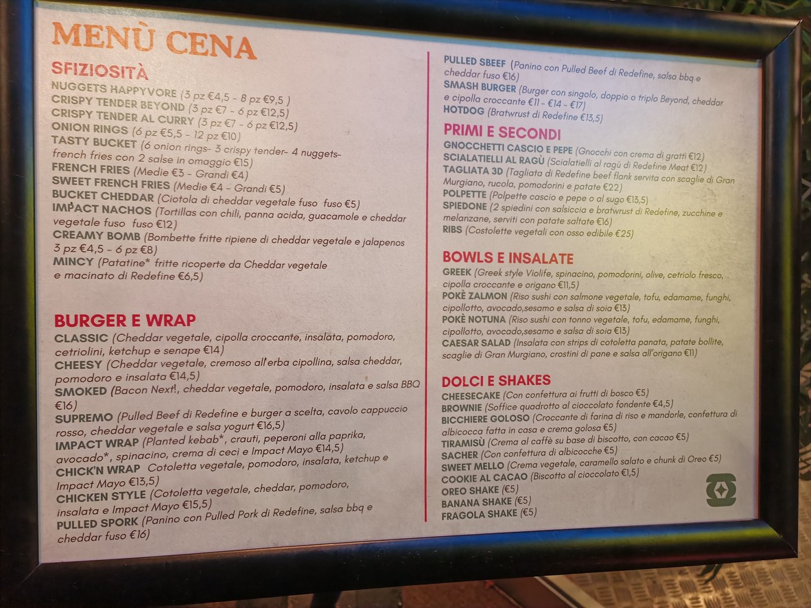 Impact Food menu 1
