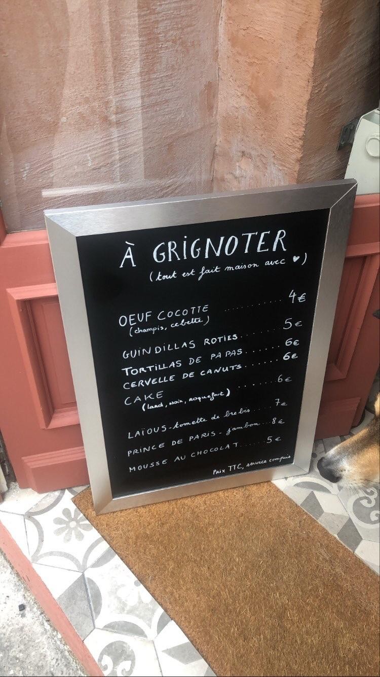 Sapajou - Cave à vin Paris menu 1