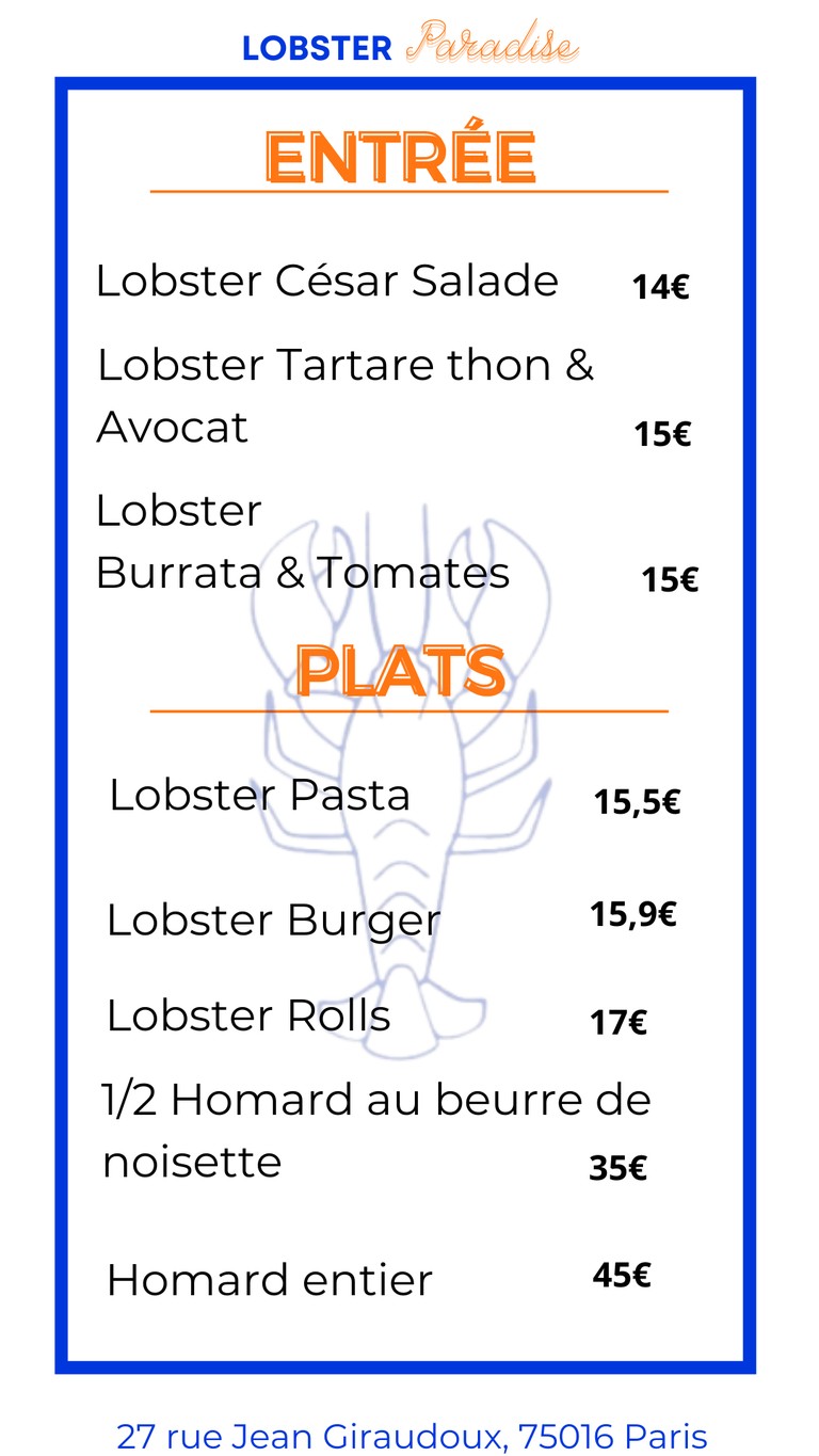 Lobster Paradise 🦞 menu 1