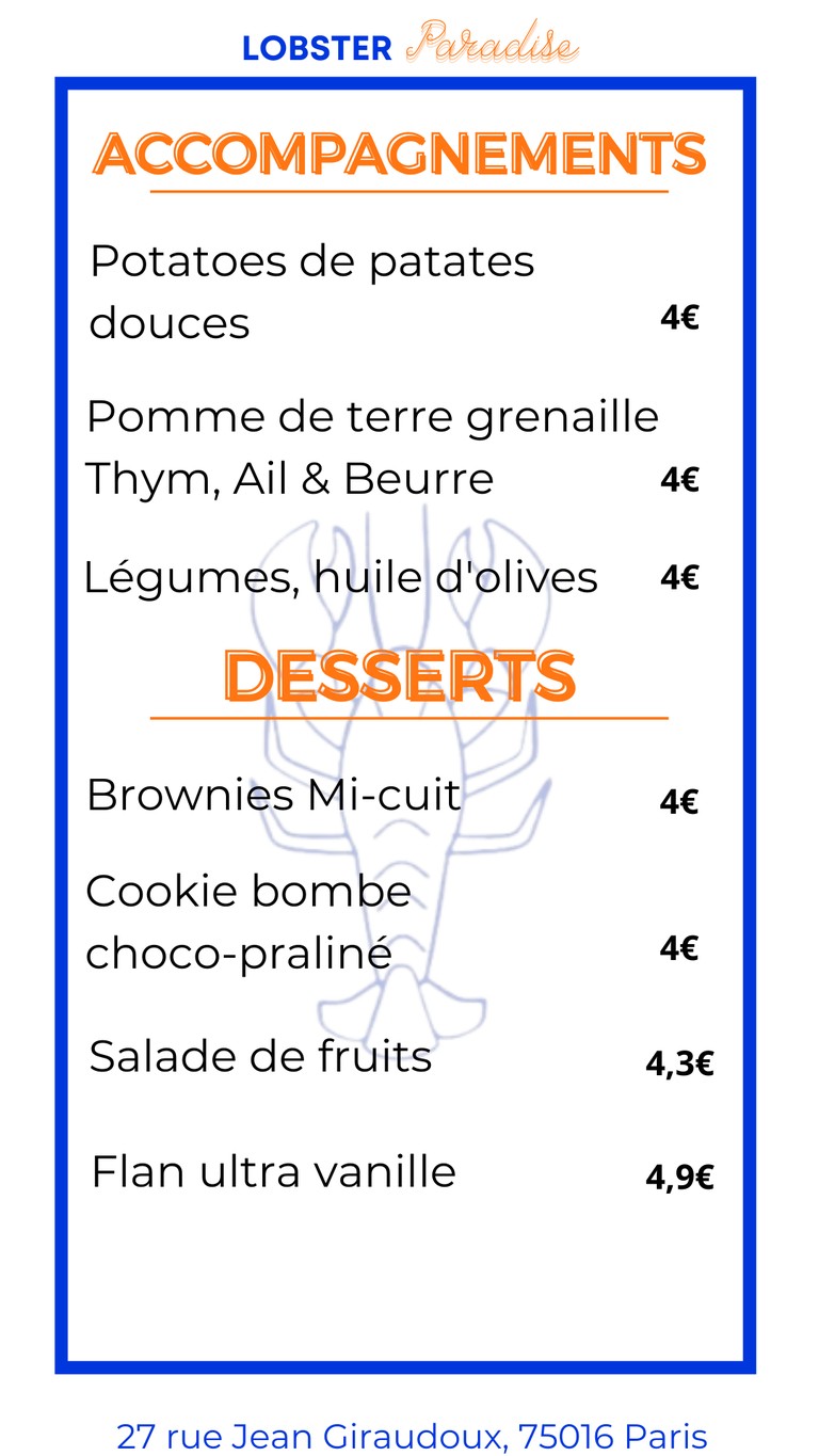 Lobster Paradise 🦞 menu 2