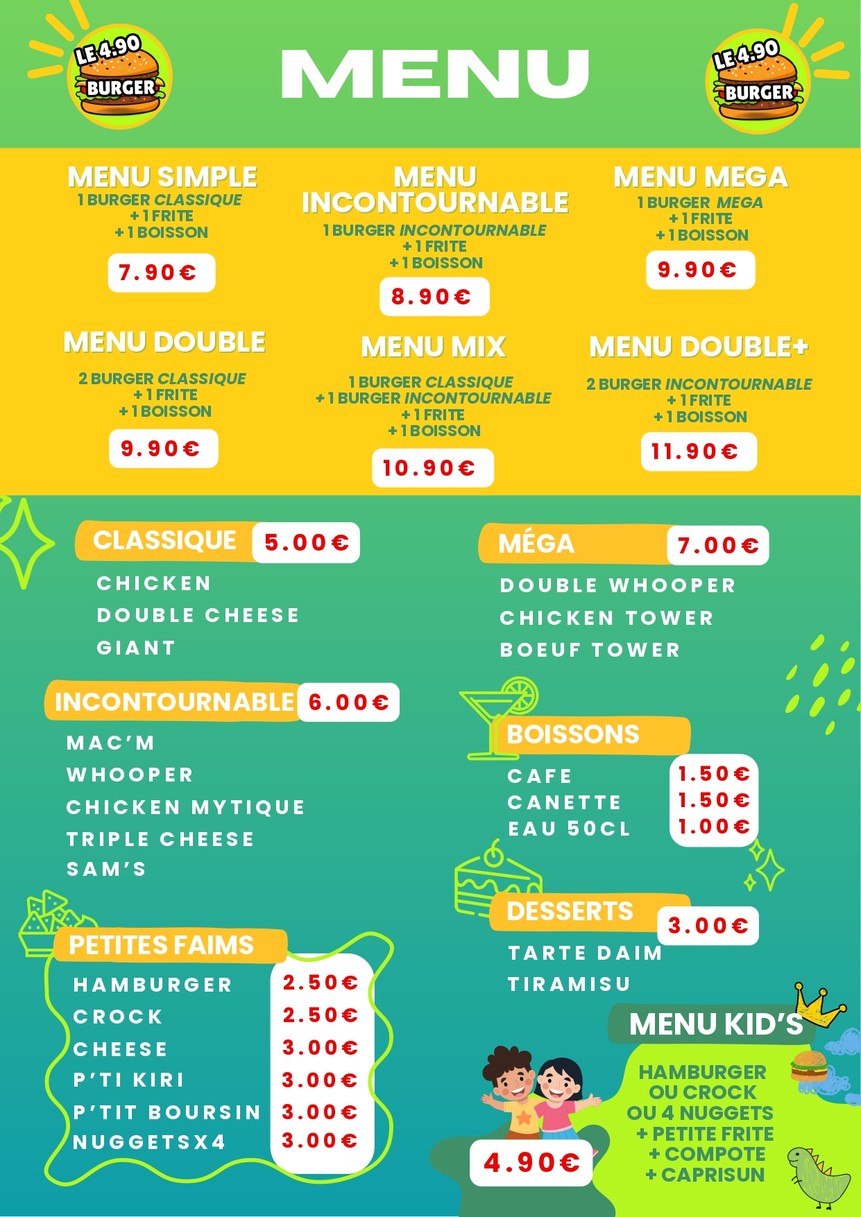 Le 4.90Burger menu 2