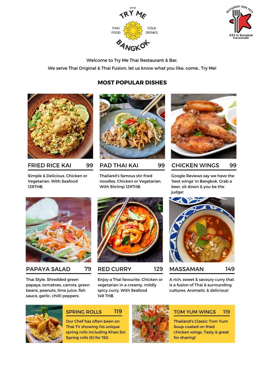 Try Me Thai & Vegetarian Restaurant menu 1