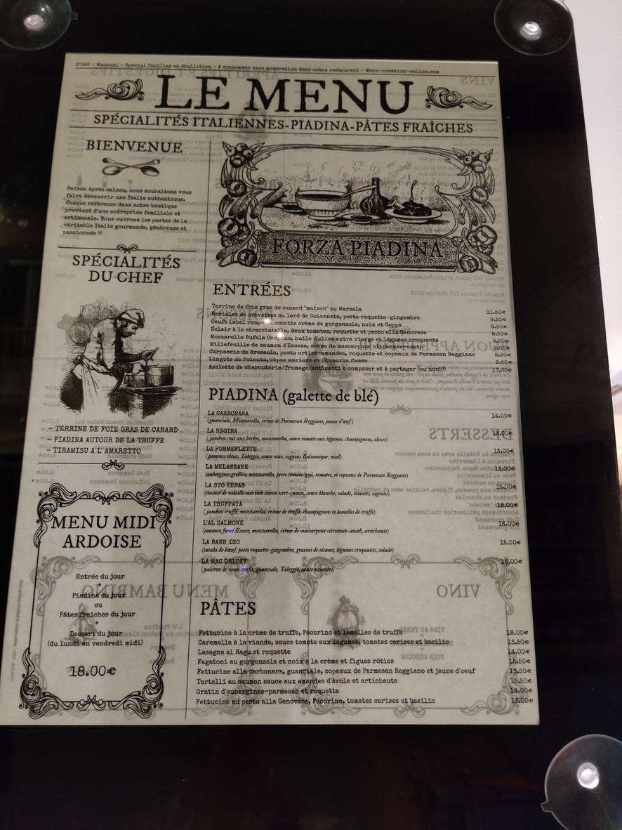 Forza Piadina menu 1