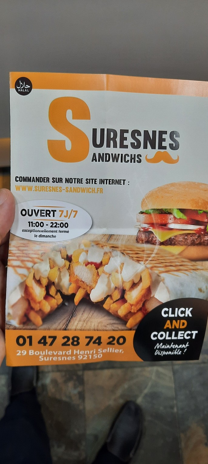 Suresnes Sandwich menu 1