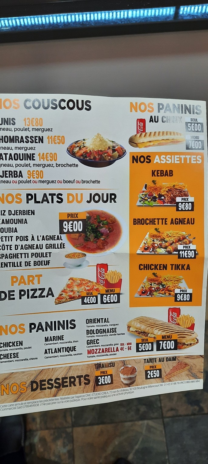 Suresnes Sandwich menu 2