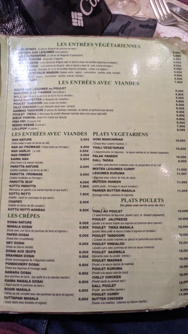Restaurant New Pondichery menu 2