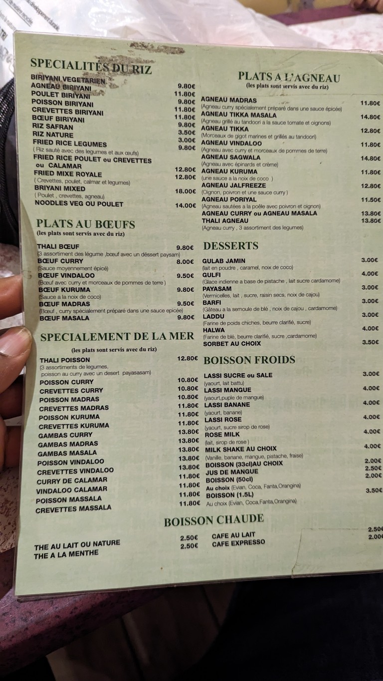 Restaurant New Pondichery menu 3
