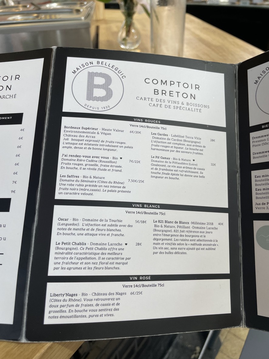 Maison Belleguic - Café du Marché menu 2