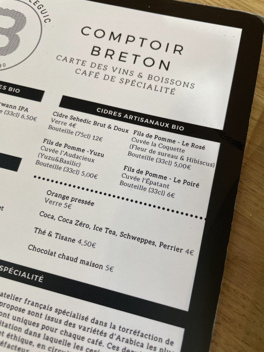 Maison Belleguic - Café du Marché menu 3