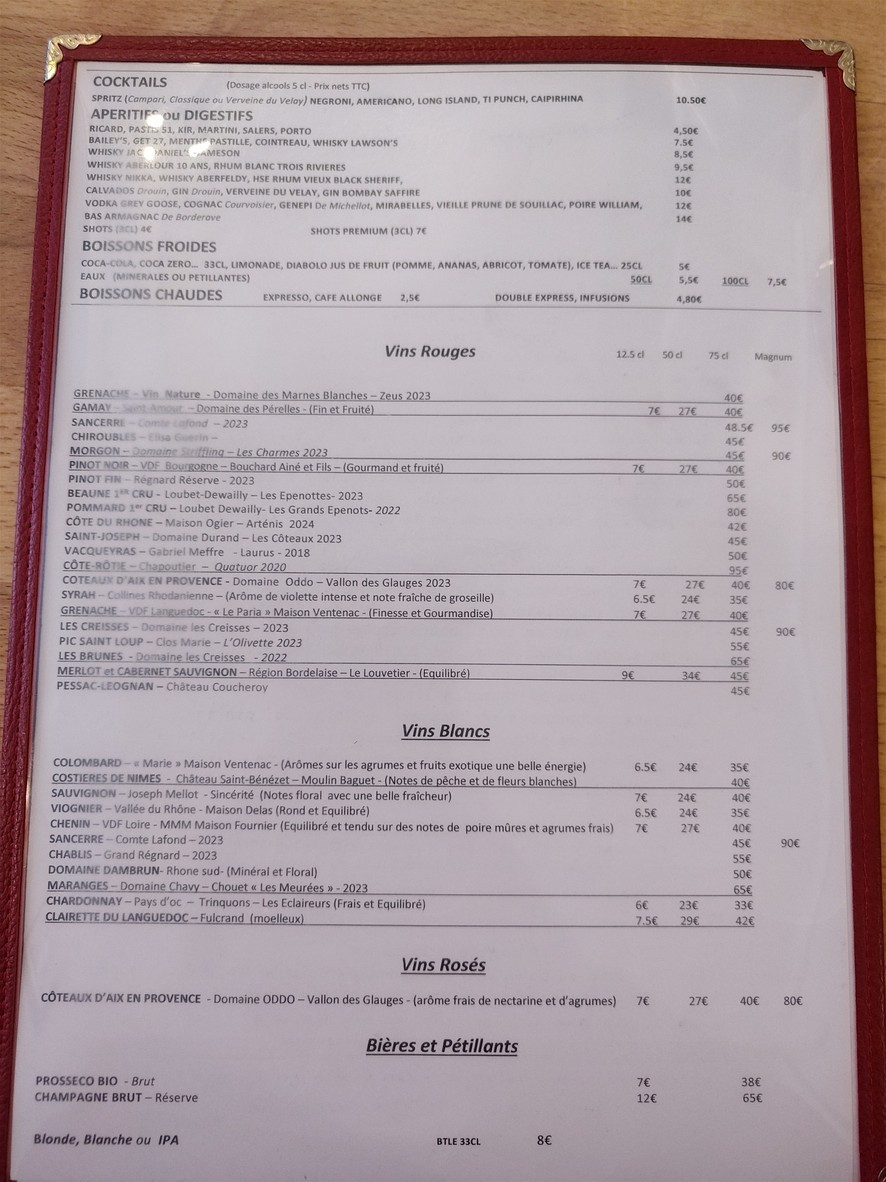 Chez Delphine menu 2