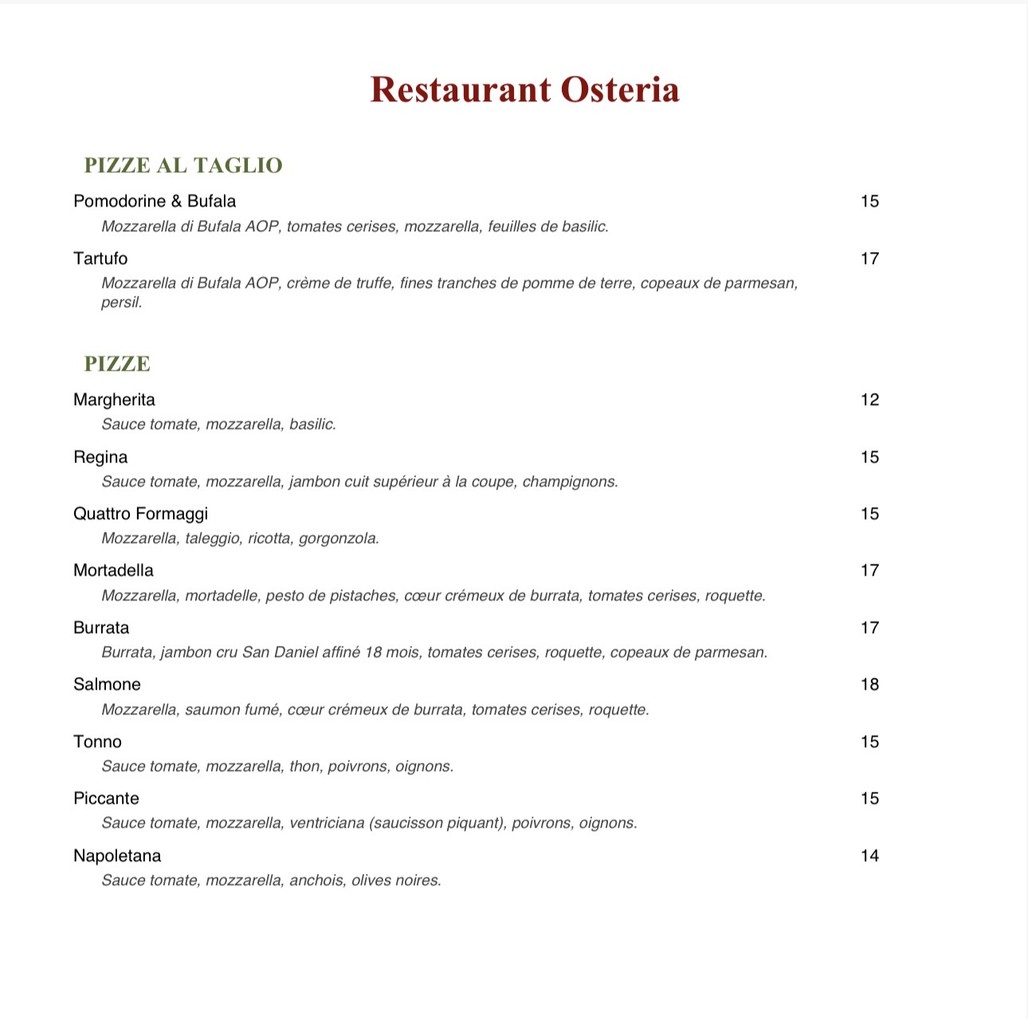 Osteria 163 menu 2