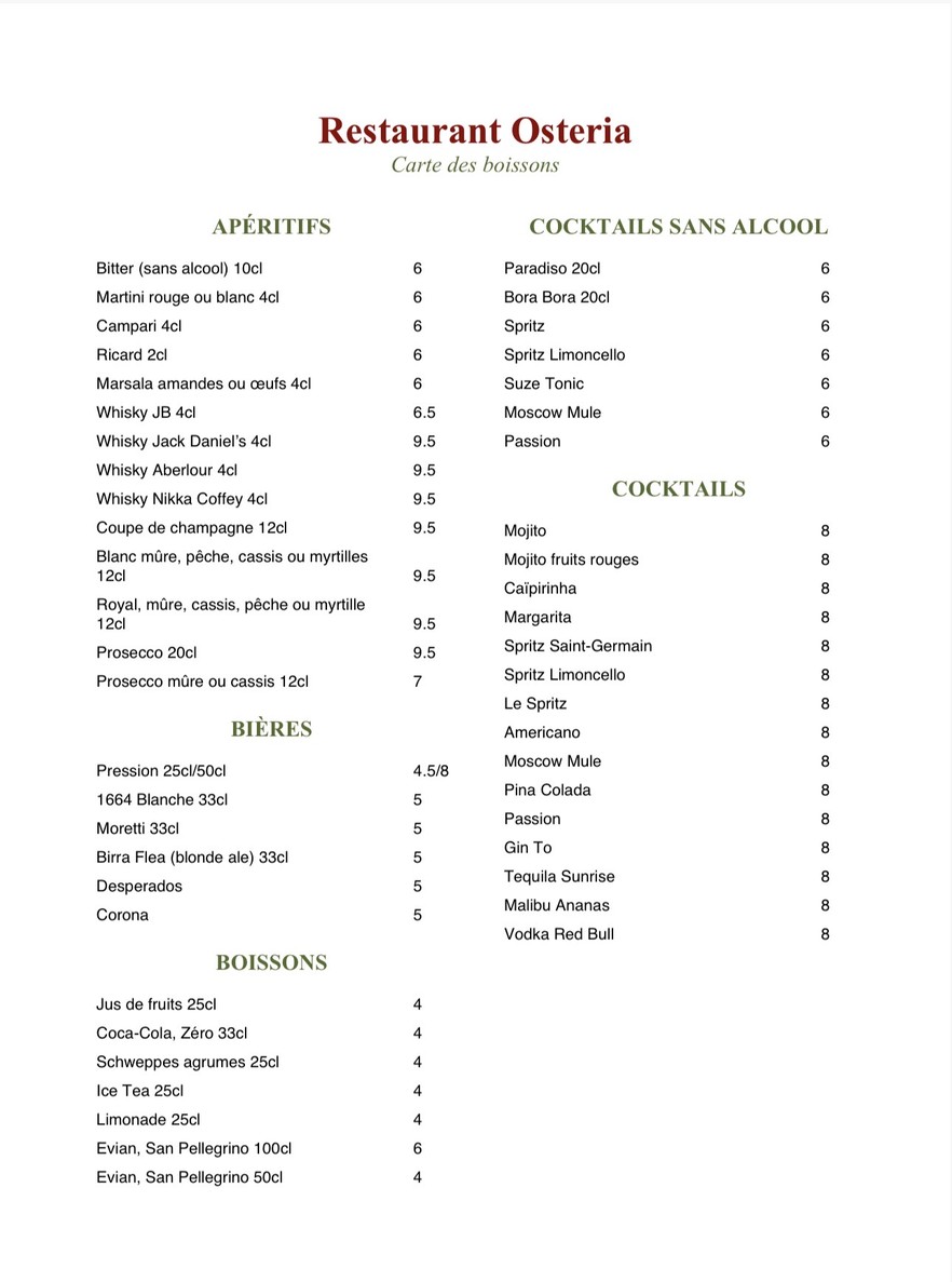 Osteria 163 menu 5