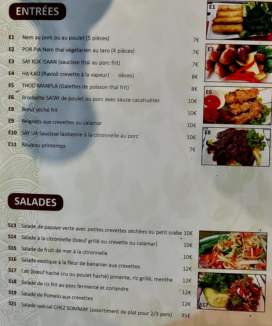 Chez Sommay menu 1