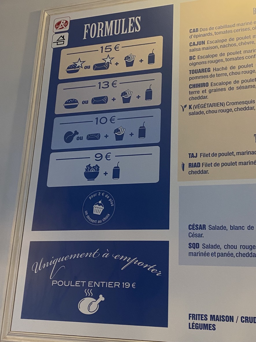 Poulet Poulette menu 2