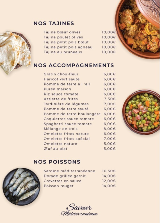 Restaurant Saveur Méditerranéenne menu 2