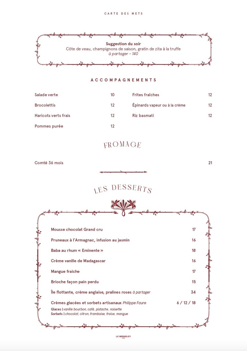 Le Berkeley menu 2