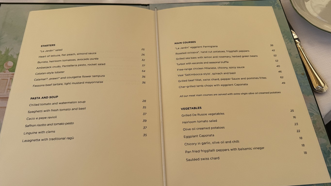 Le Jardin menu 1