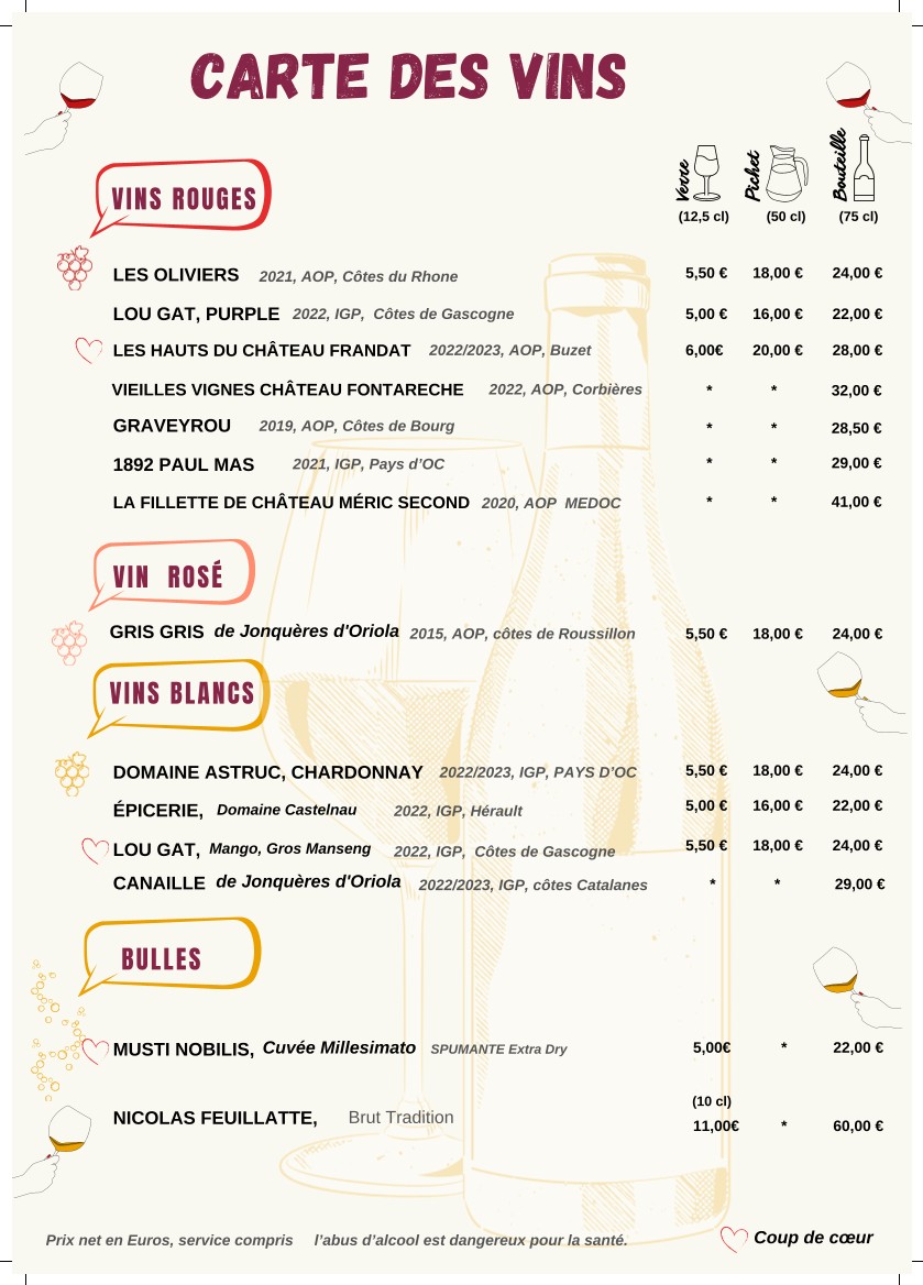 L'Entracte Gaîté menu 1