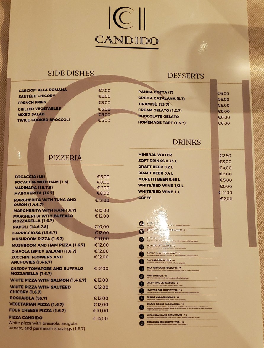 Candido Ristorante Pizzeria menu 3
