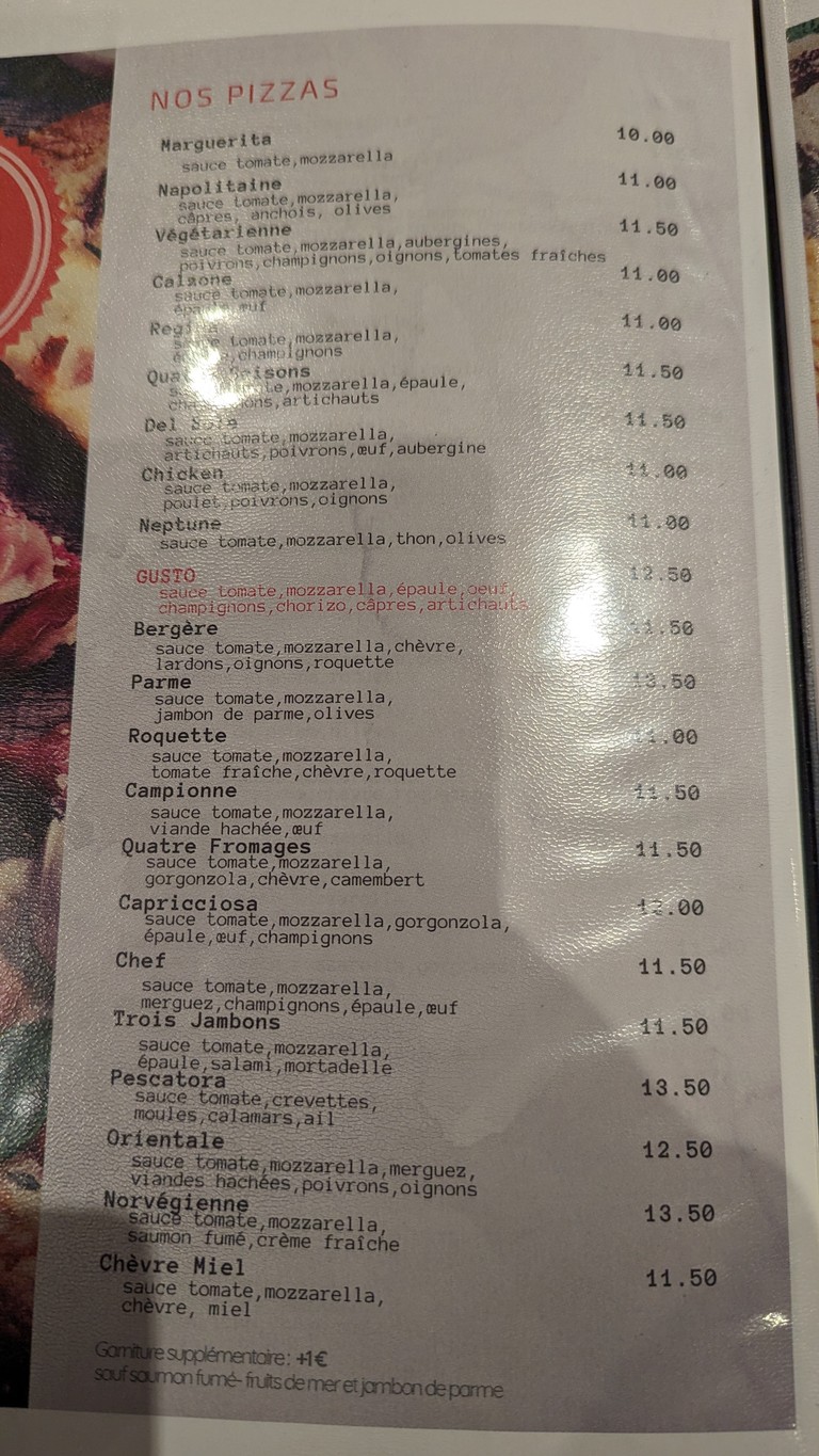 Gusto menu 1