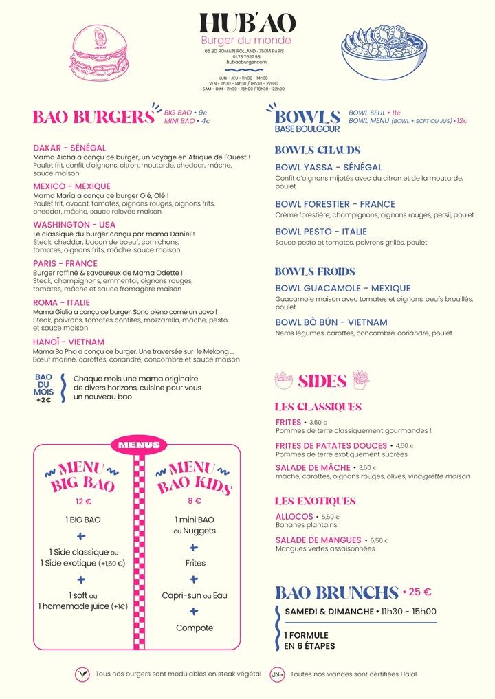 HUBAO Burgers & brunch - Paris - Montrouge menu 2