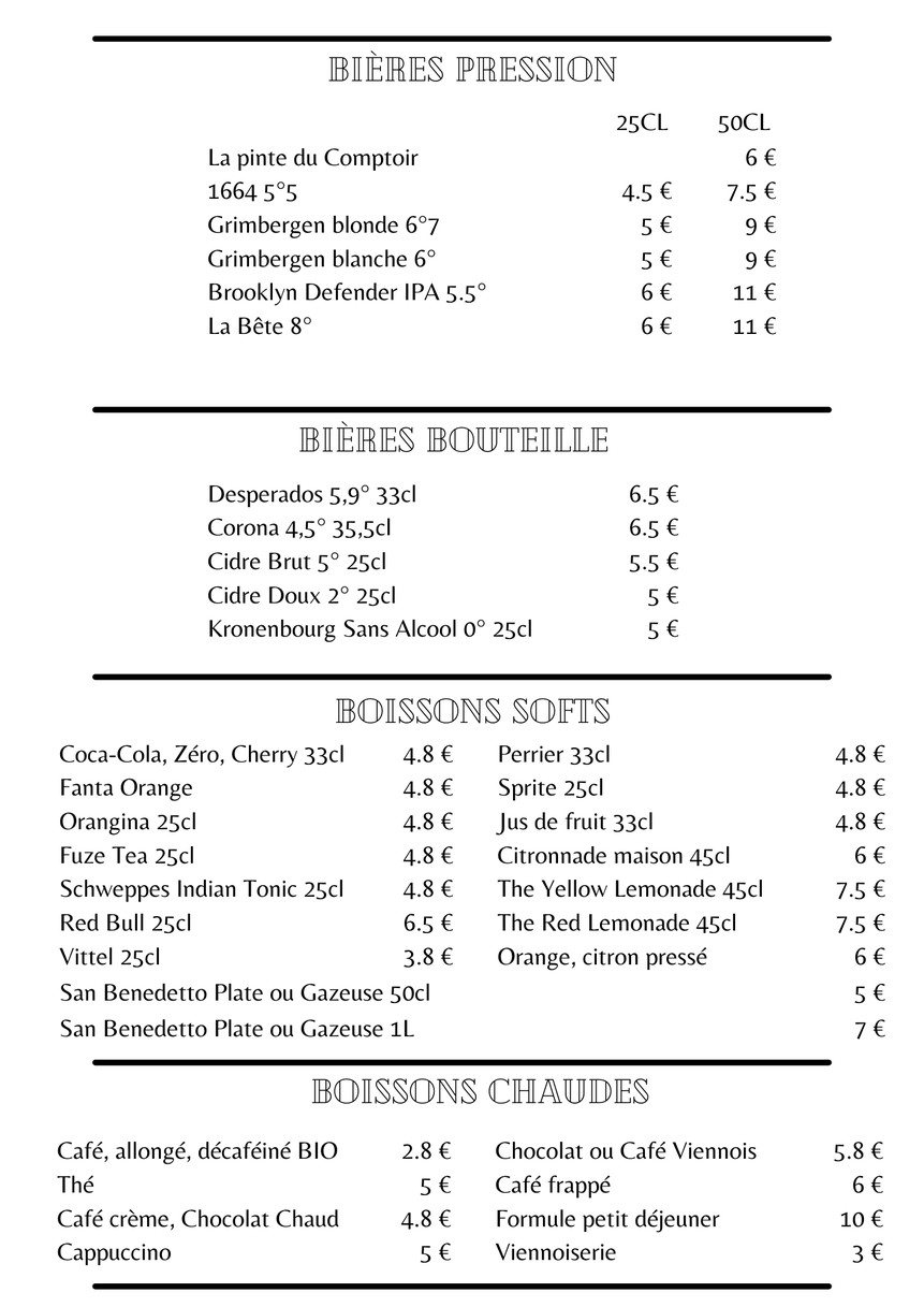 Le Grand Comptoir de Boulogne menu 4