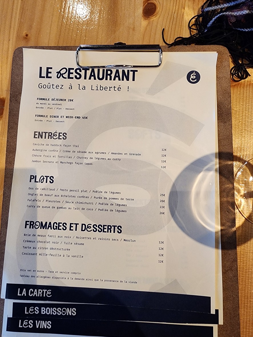 Quai Liberté menu 1