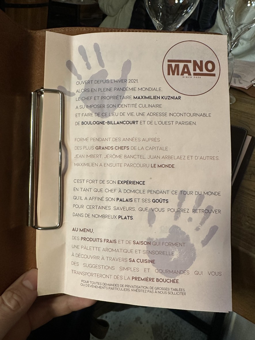 Mano Restaurant menu 1