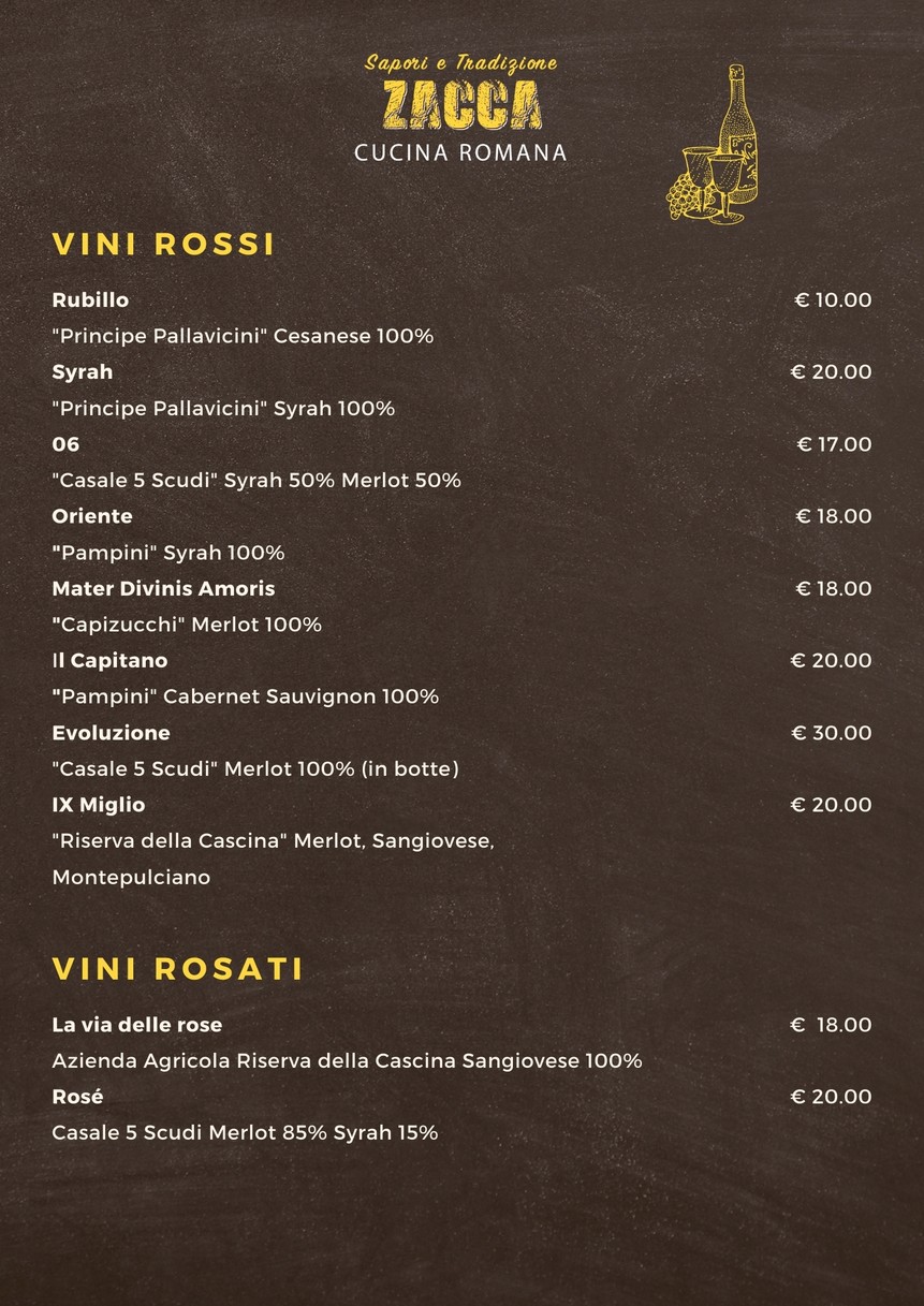 Trattoria da Zacca ar 20 menu 3