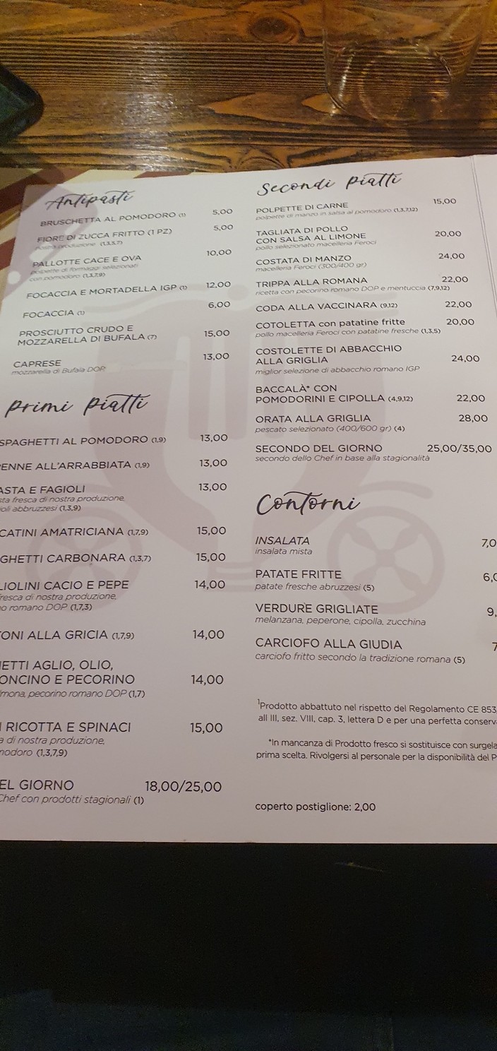 Ristorante Il Postiglione Roma menu 1