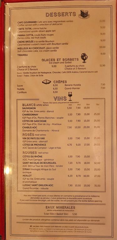 Café République menu 3