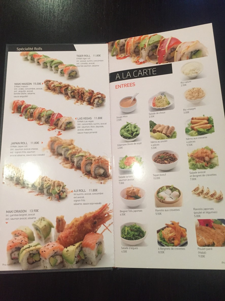 Fleurs de Cerisier menu 1