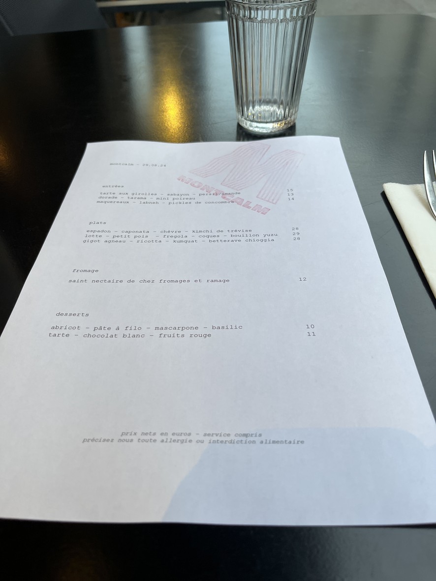 Restaurante Montcalm menu 1