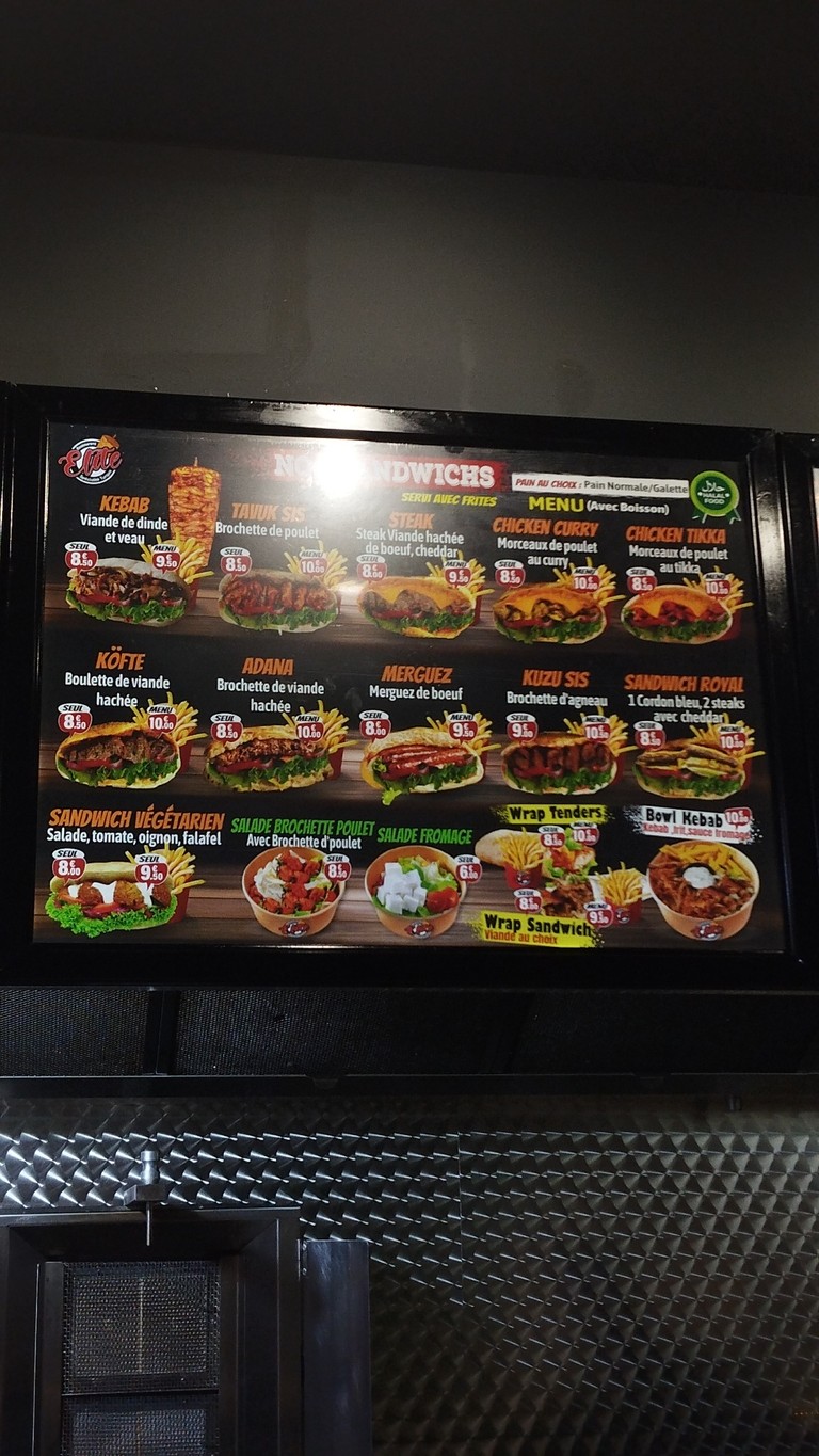 Restaurant Elite kebab menu 1