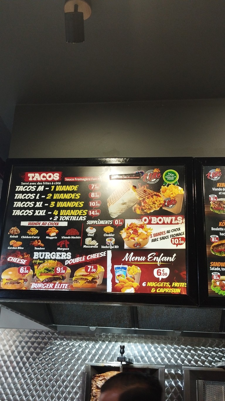 Restaurant Elite kebab menu 2