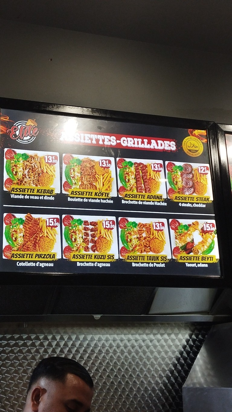 Restaurant Elite kebab menu 4