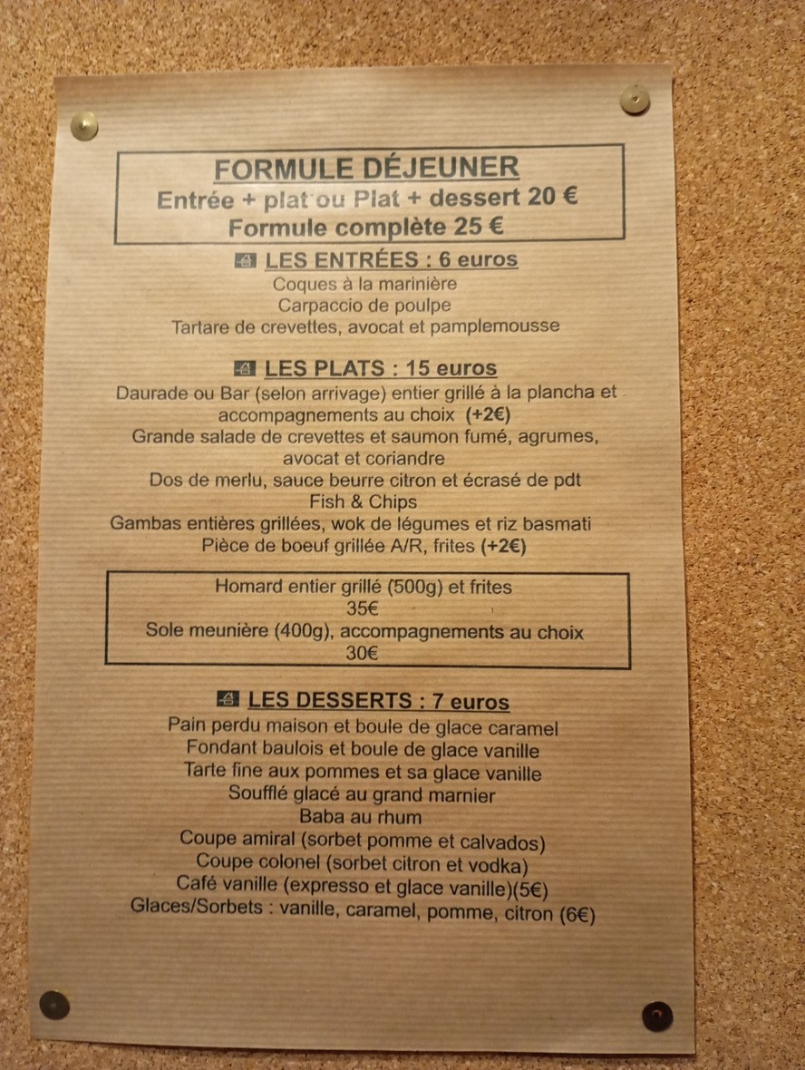 Bar à iode Saint Germain menu 2