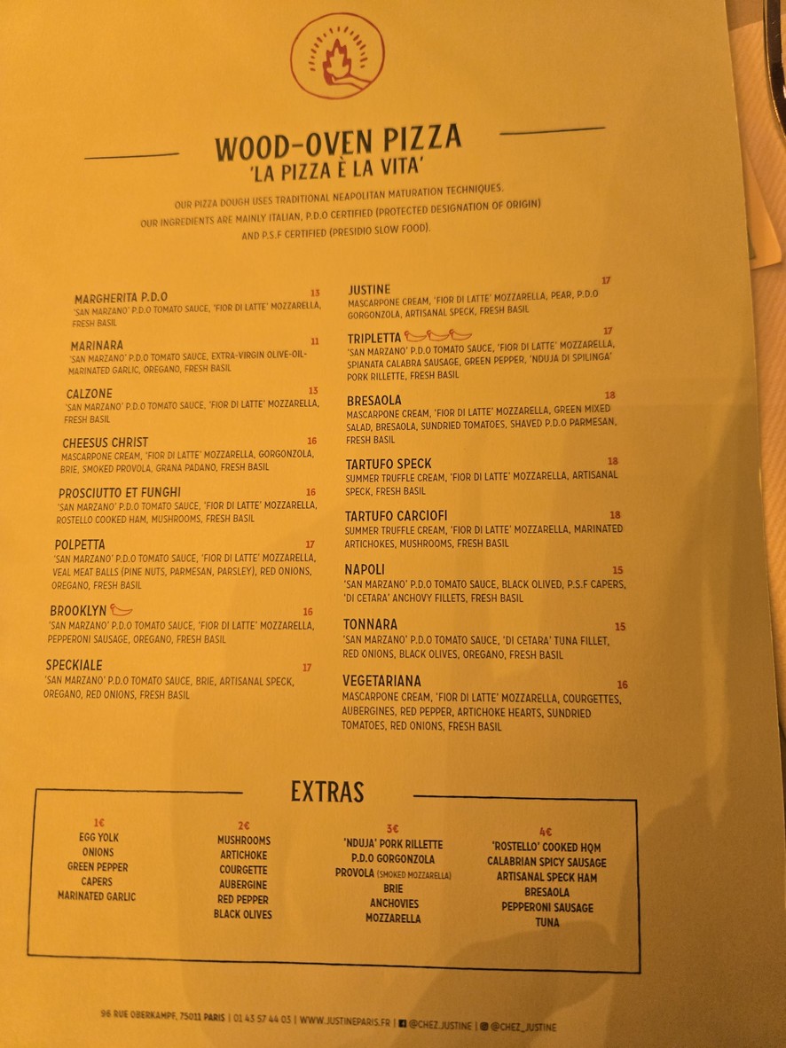 Justine menu 2