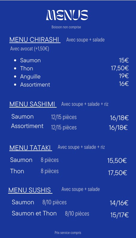 SAKAE - Restaurant Japonais menu 2