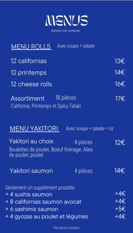 SAKAE - Restaurant Japonais menu 3