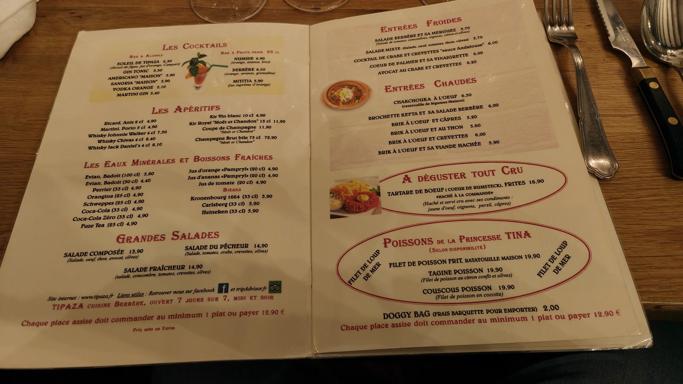 Restaurante Tipaza menu 1