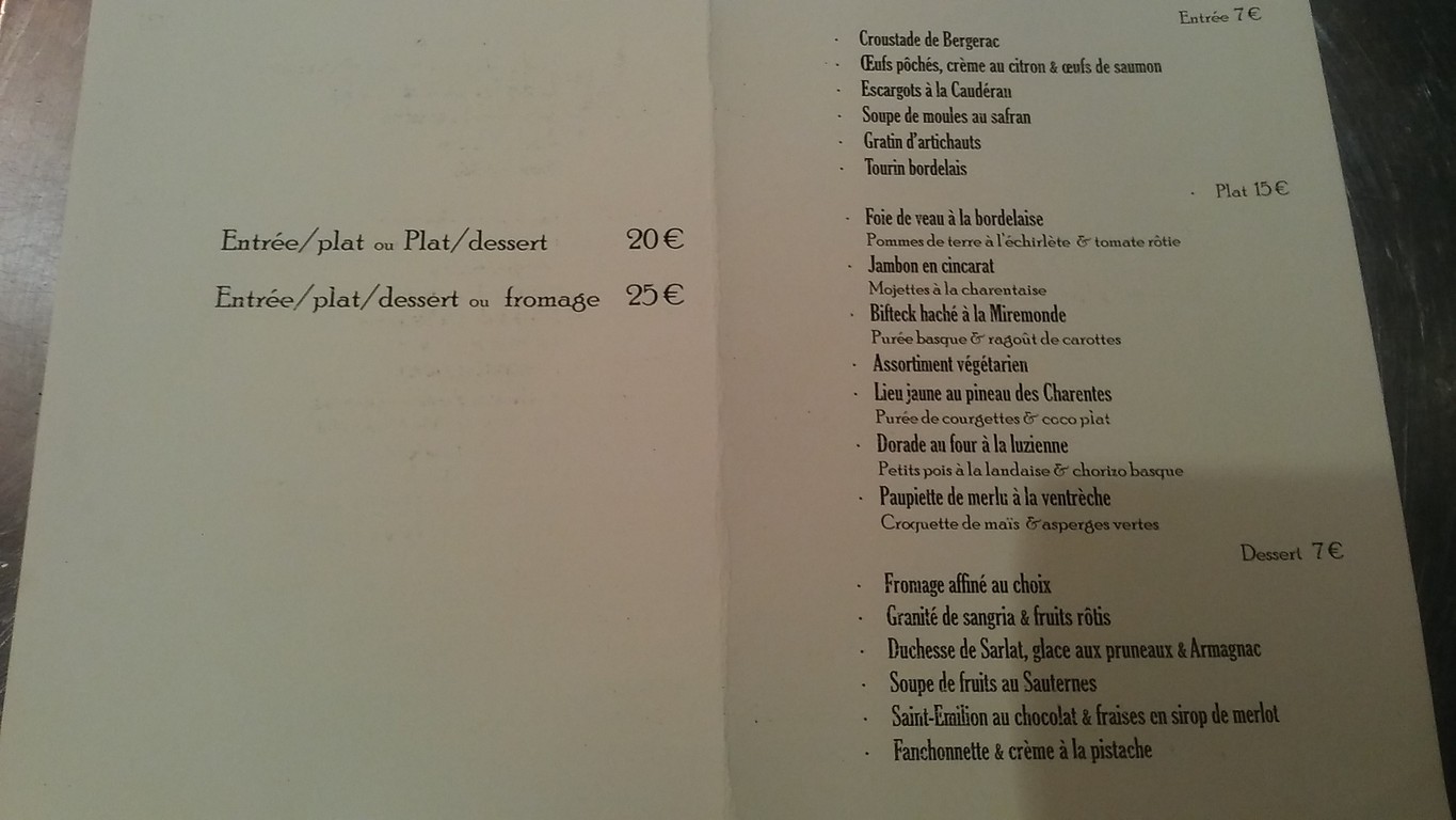 Les Bottes de 7 lieues menu 1