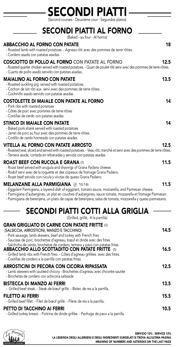 La Famiglia menu 4