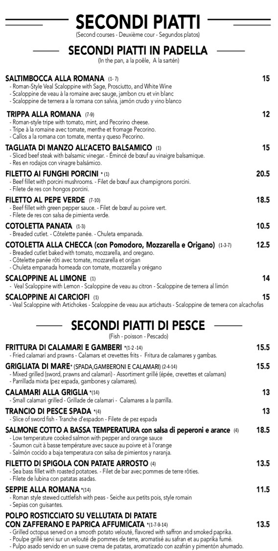 La Famiglia menu 5