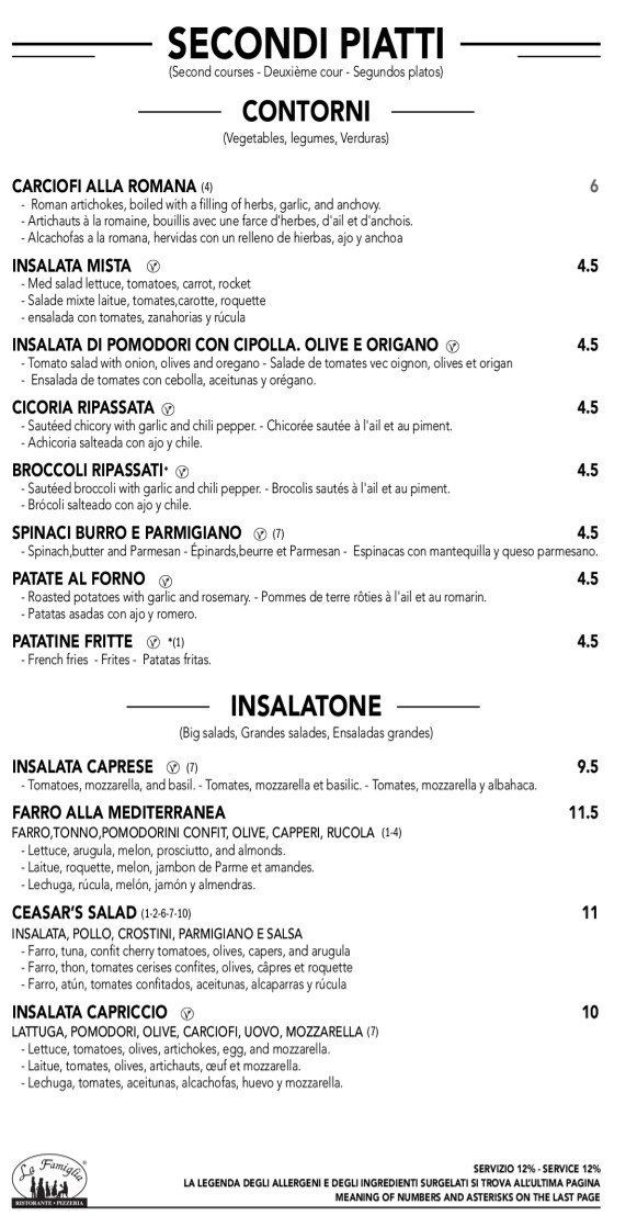 La Famiglia menu 6