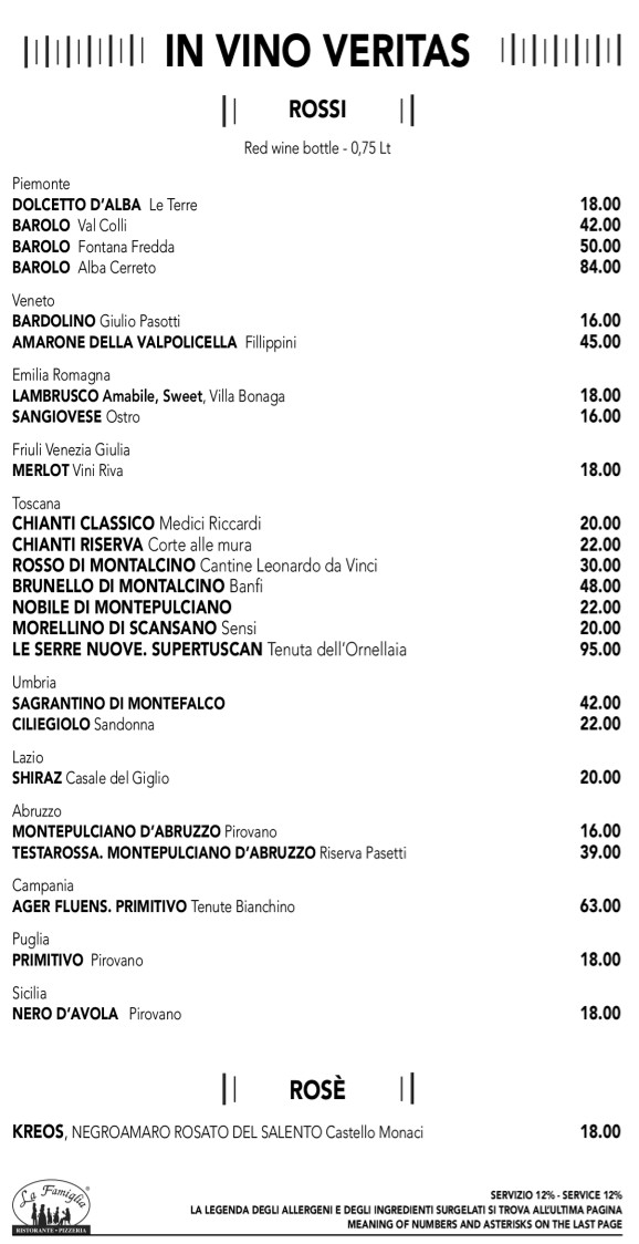 La Famiglia menu 9