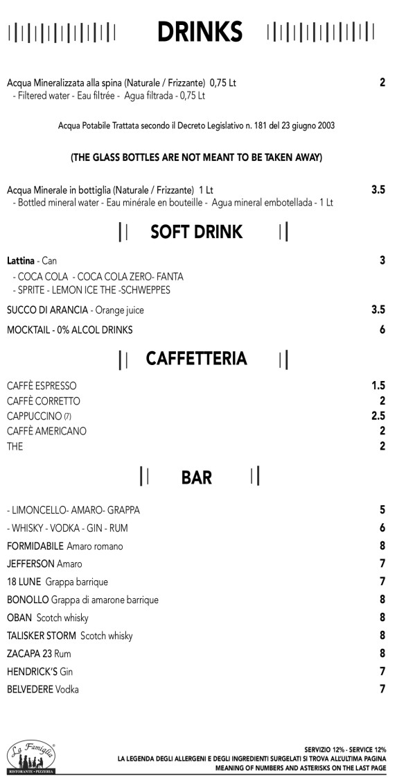 La Famiglia menu 10